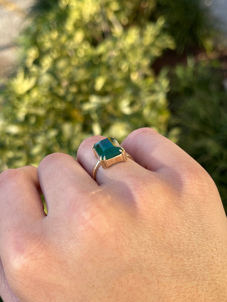 7.25cts 18K Gold Classic Natural Emerald Solitaire Engagement Ring - JR Colombian Emeralds