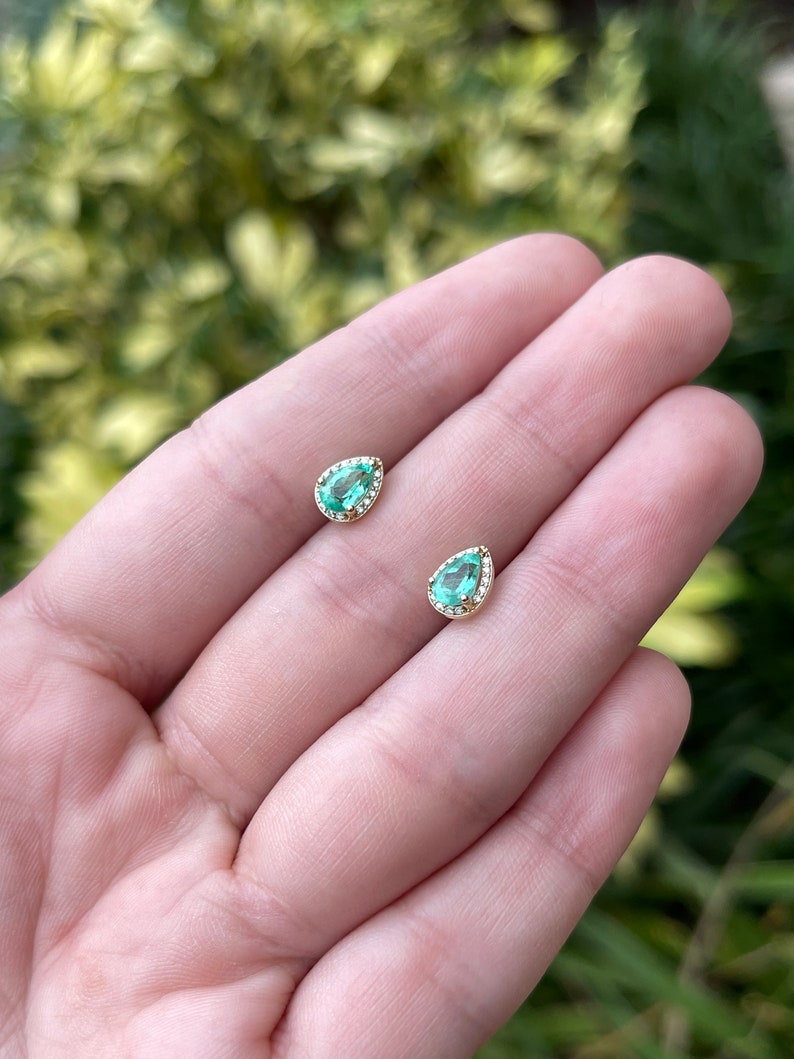 Emerald & Diamond Pave Halo Earrings