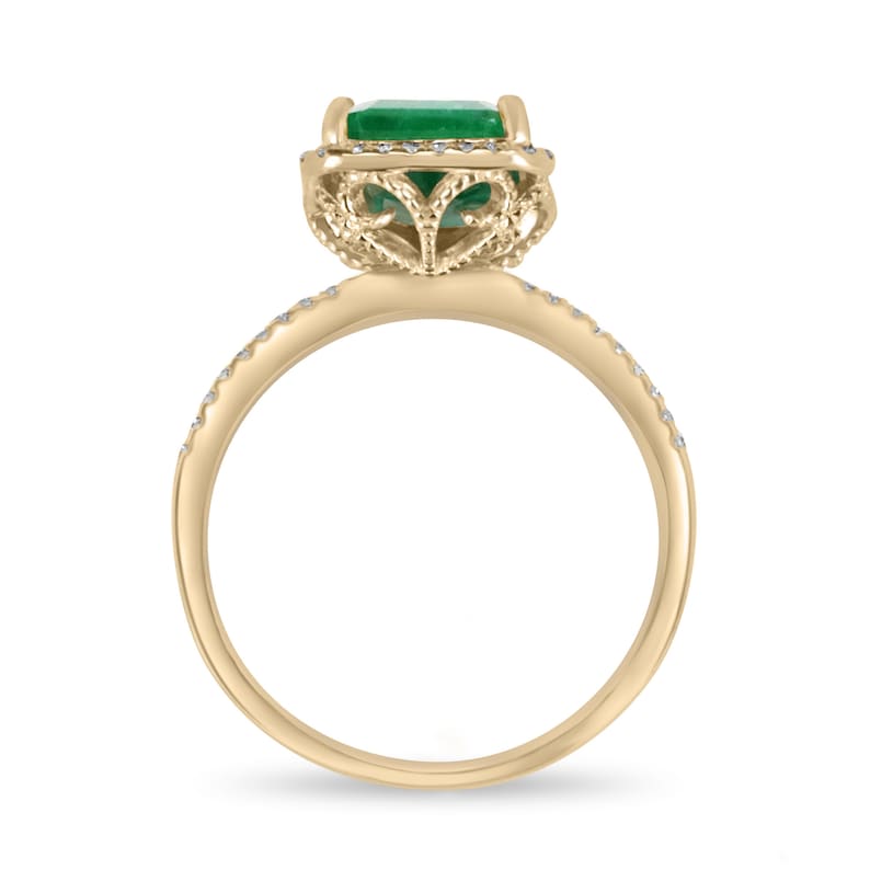 Floral Right Hand Emerald Diamond Ring