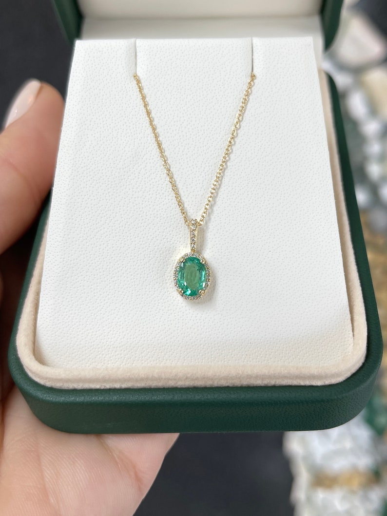 Natural Emerald Halo Pendant