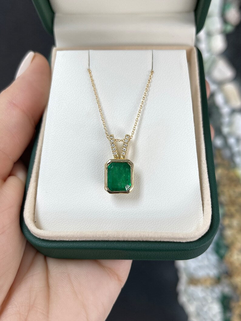 Emerald & Diamond Accent Pendant Necklace