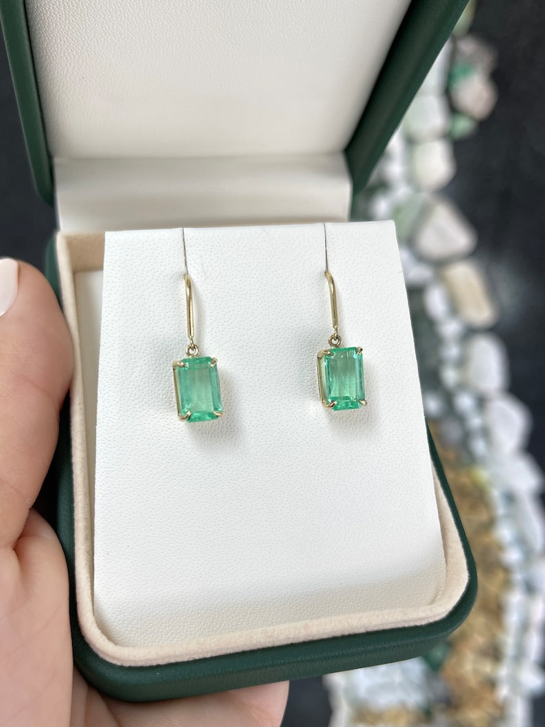 Light Spring Green Emerald Earrings