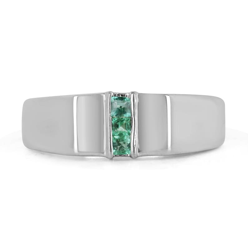 Emerald Sterling Silver .925 Men's Middle Finger Ring