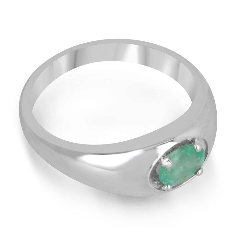 4 Prong Set Natural Emerald Ring SS