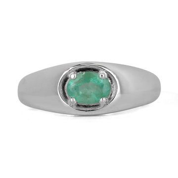 Emerald Set in Sterling Silver .925 Ring SS