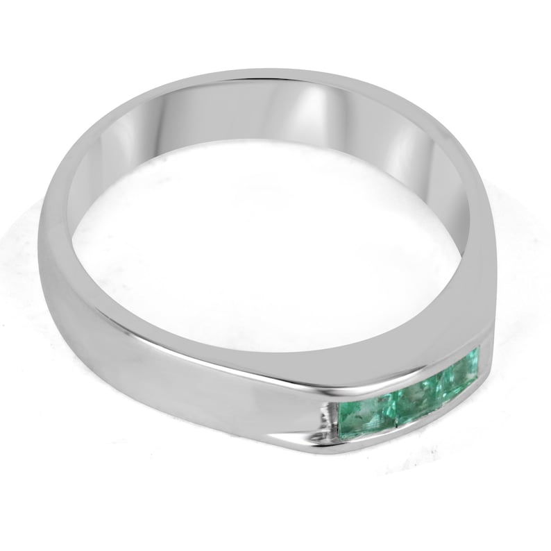 Three Stone Natural Emerald Ring