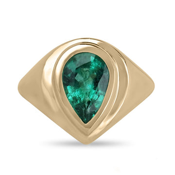 Emerald Solitaire Gypsy Ring