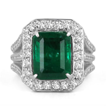 Emerald Cocktail Diamond Halo Engagement Ring