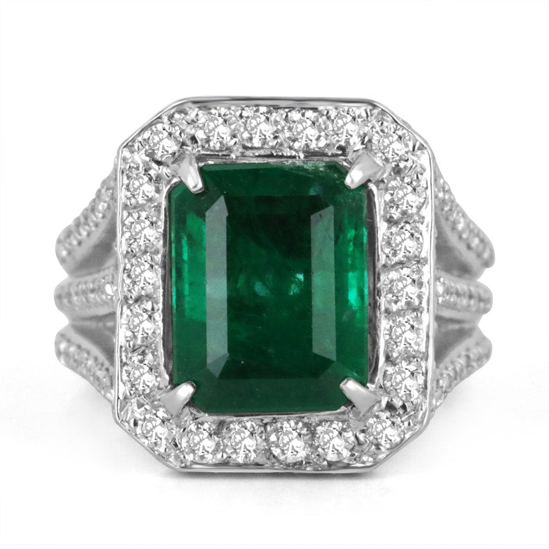 Emerald Cocktail Diamond Halo Engagement Ring