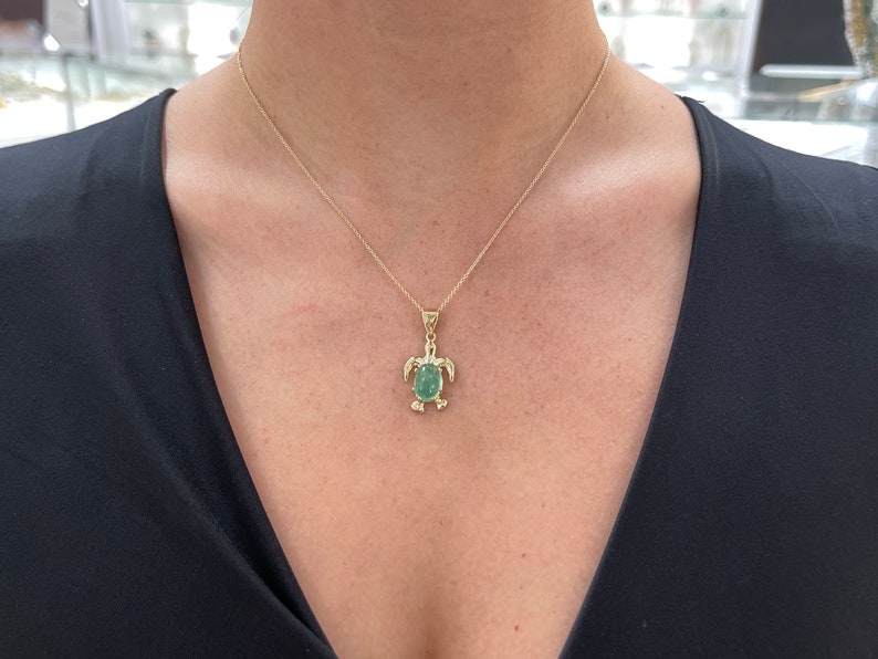3.0 Carat Emerald Sea Turtle, Nautical Pendant, Gold Turtle Necklace, Sea  Turtle, White Gold Sea Turtle, Emerald Necklace, Solid Gold 14K – Schooner  Chandlery