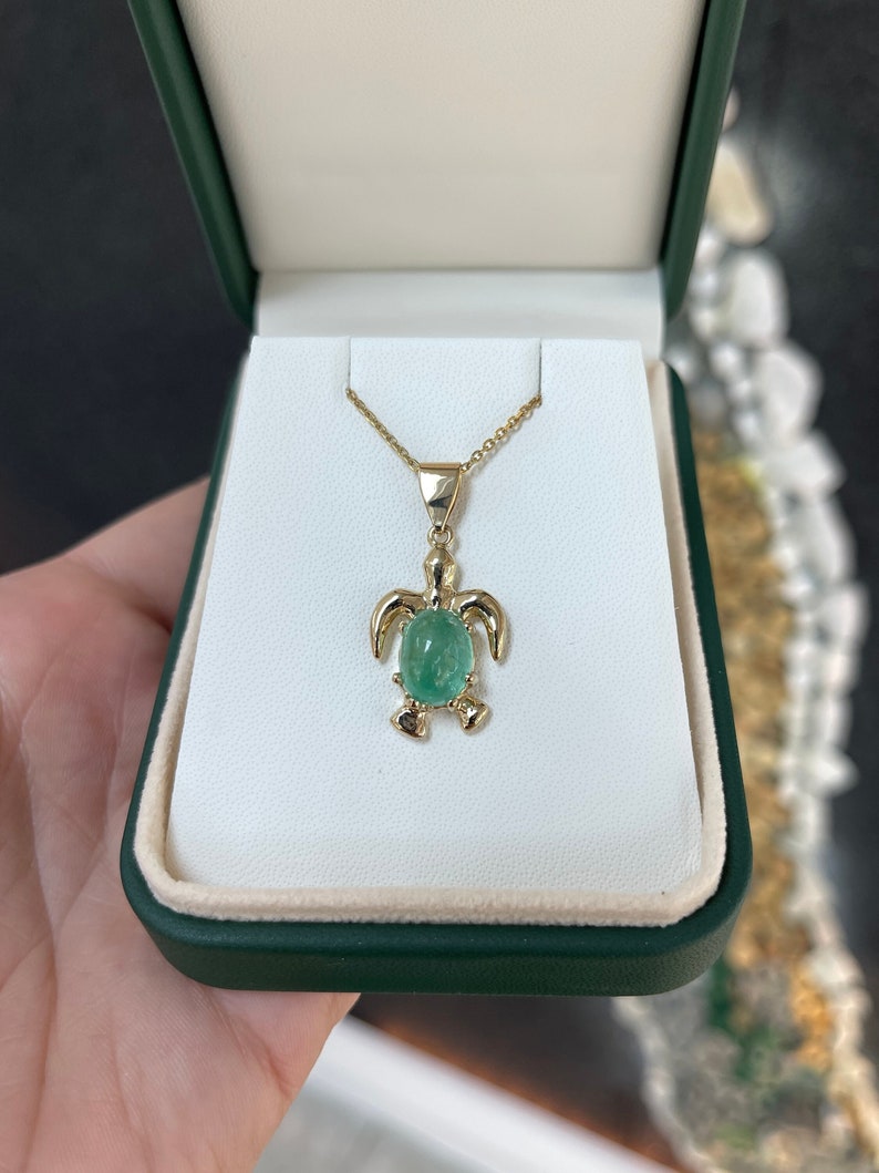 Emerald Solid Gold Necklace 