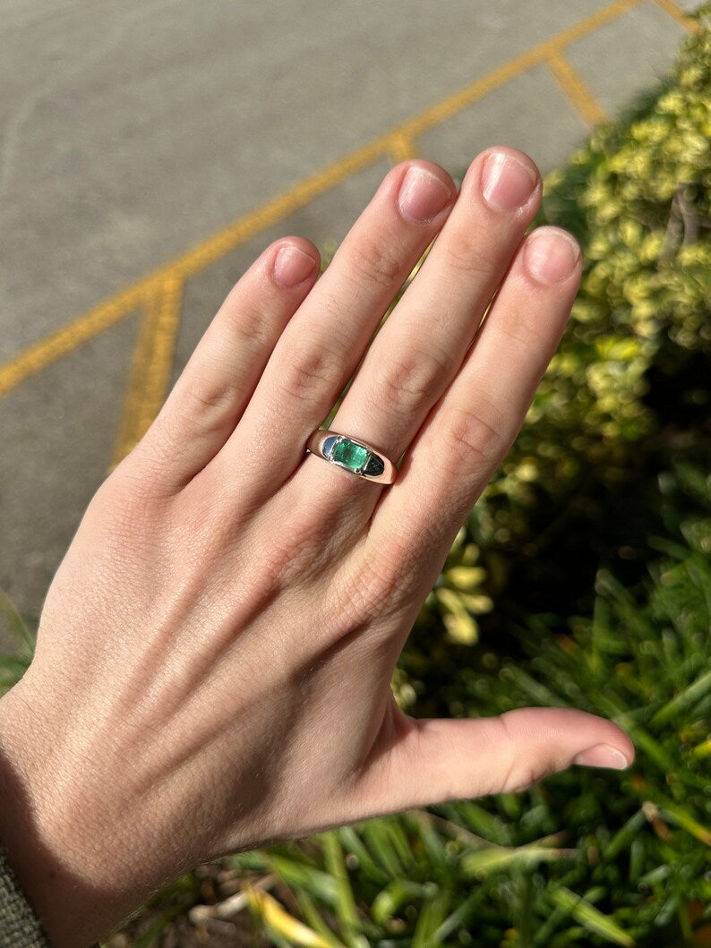 Unisex Emerald Ring Set