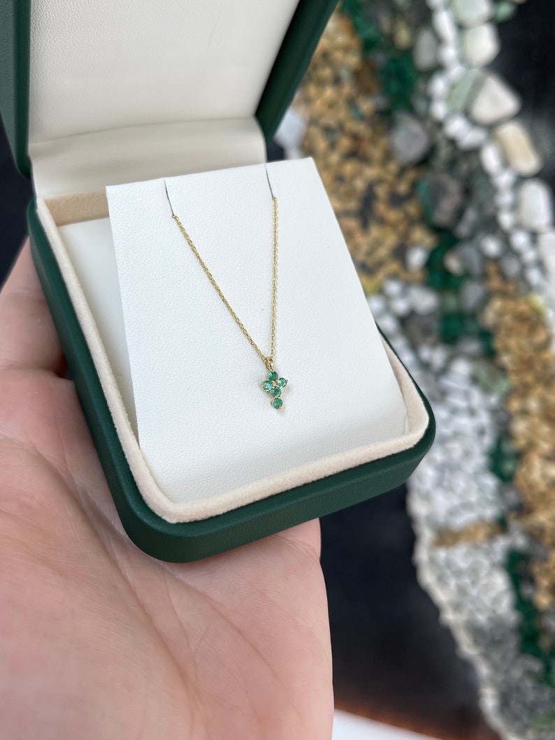 Emerald Baptism Cross Gift Gold Necklace