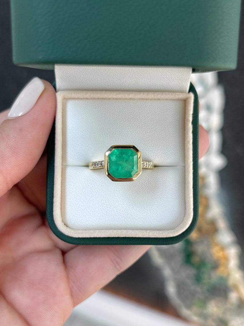 Square Emerald Diamond Ring