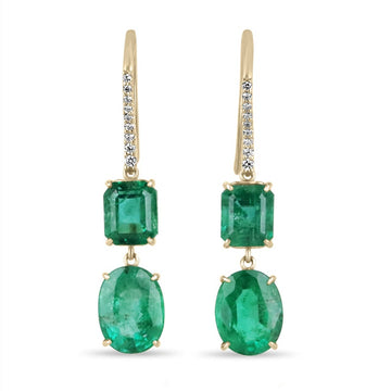 Dark Emerald Diamond Accents Dangle Earrings