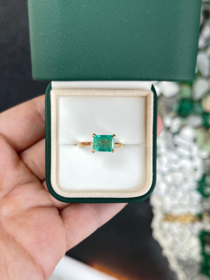 2.10ct East to West Emerald Solitaire Ring