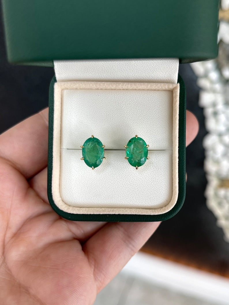 Emerald Solitaire Stud Earrings