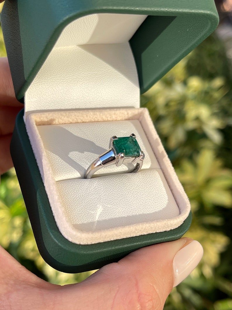  Square 2ct Emerald White Gold Ring