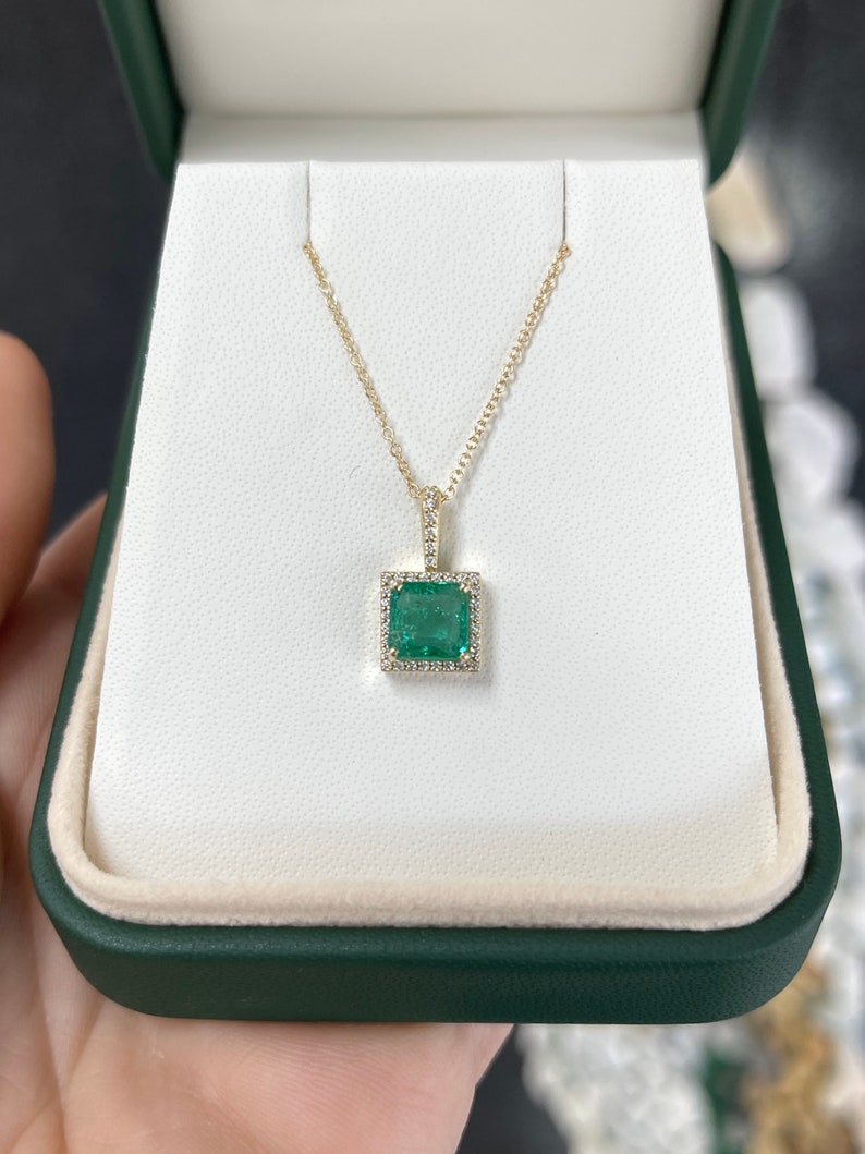 Princess Cut Diamond Halo Necklace