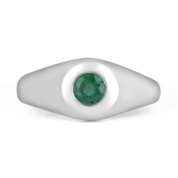 Emerald Solitaire Men's Pinky Ring