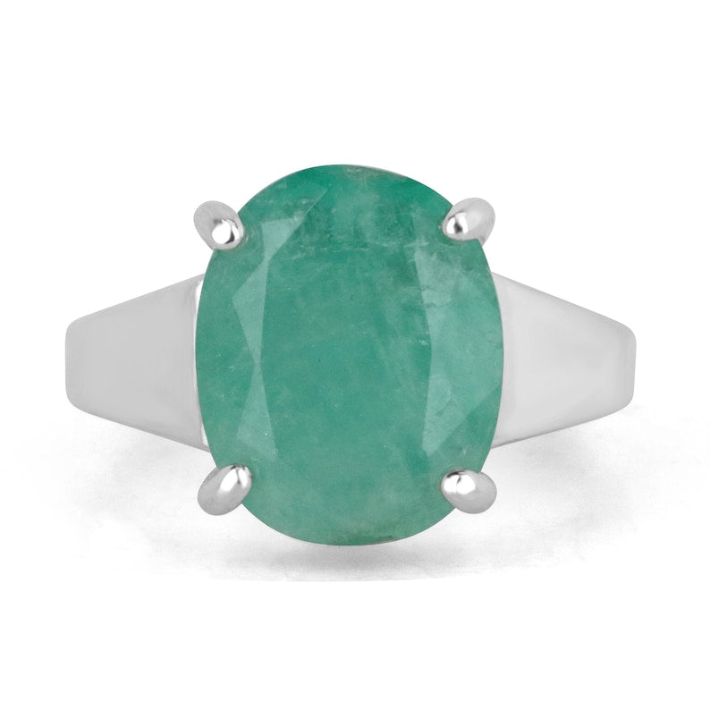 Mossy Medium Green Solitaire 4 Prong Ring