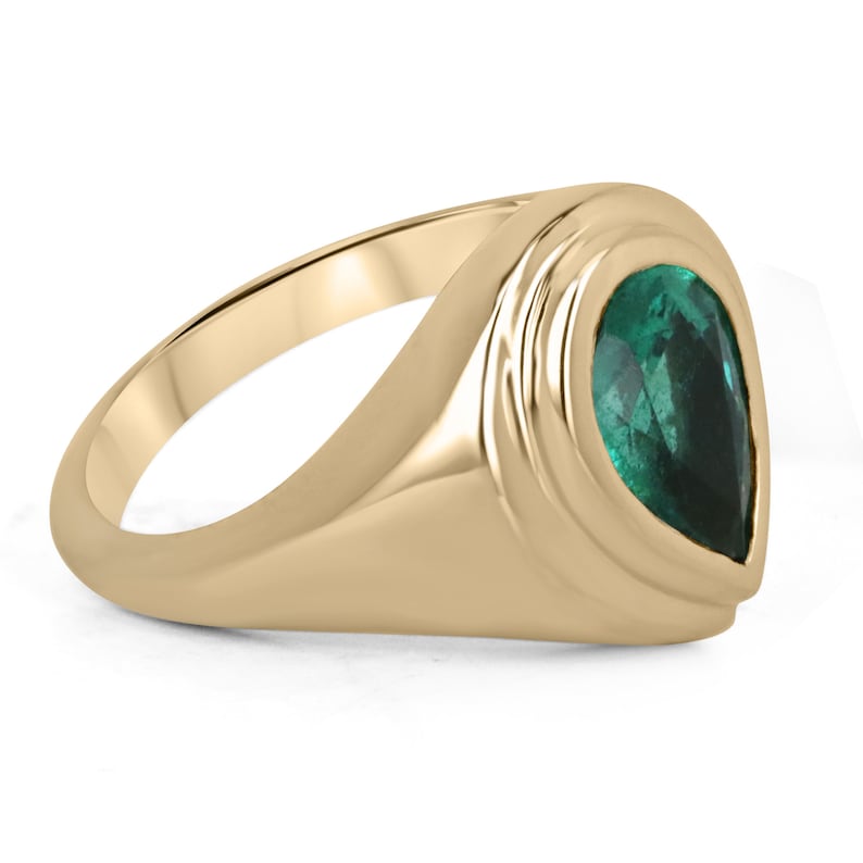 Teardrop Emerald Gold Gypsy Ring