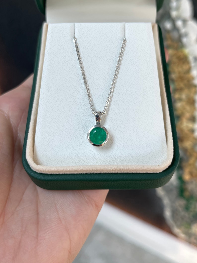 Dark Vivid Green Emerald Pendant