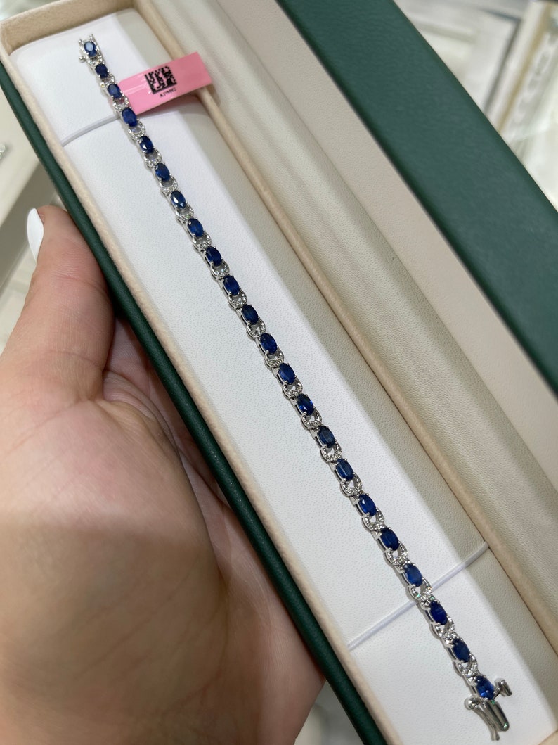 Natural Sapphire & Diamond Accents Woman's Bracelet