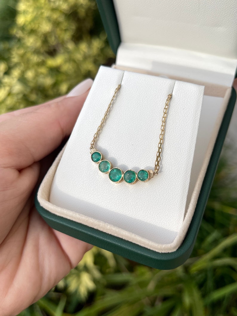 Emerald 17 inch 14K Yellow Gold Necklace