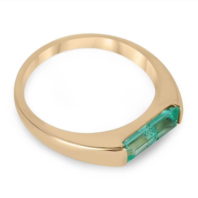 Emerald Wedding Band Solitaire Ring