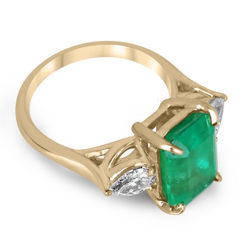 Emerald Diamond 3 Stone Ring
