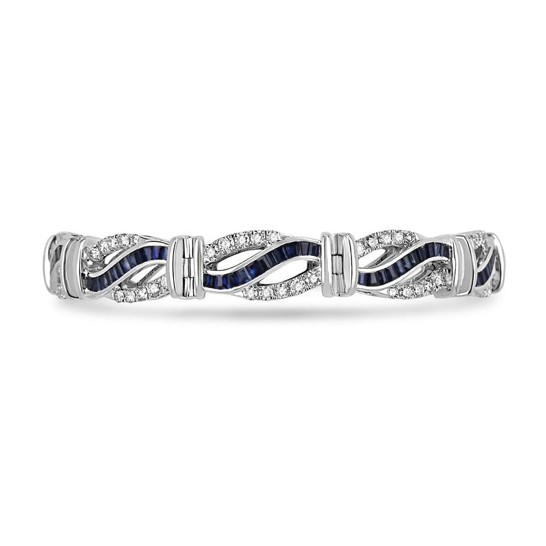 7.88tcw 14K White Gold Ultra Luxury Intense High Quality Natural Sapphire & Round Diamond Bracelet