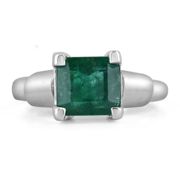2.15ct 14K White Gold Asscher Emerald Square Solitaire Ring