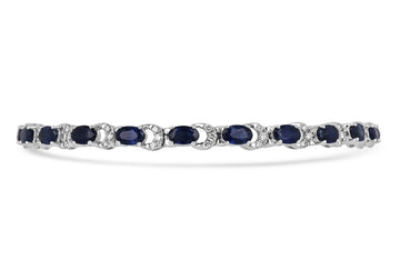7.90tcw 14K White Gold Oval Cut Intense Blue Natural Sapphire & Diamond Accents Woman's Bracelet