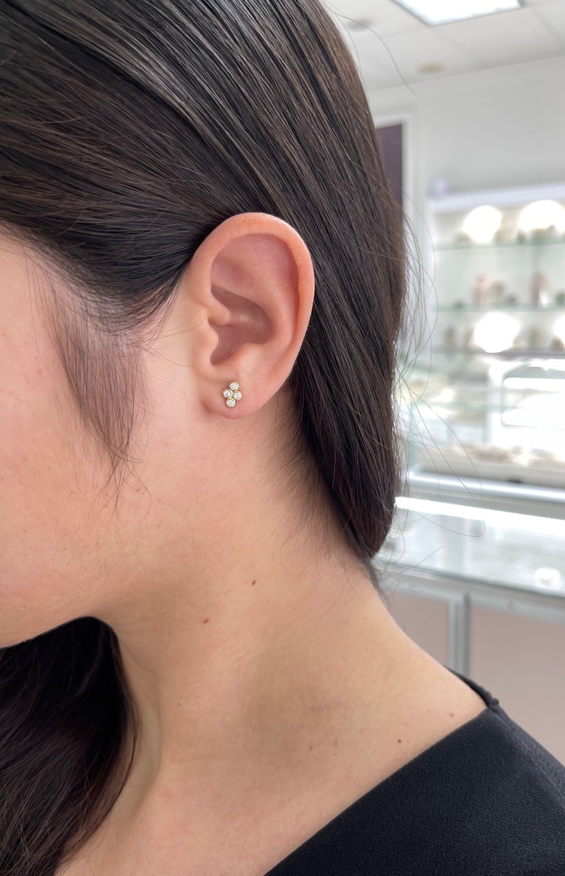 0.30-Carats 14K White Gold Brilliant Round Cut Natural Real Diamond Mini Earrin Cloud Stud Earrings