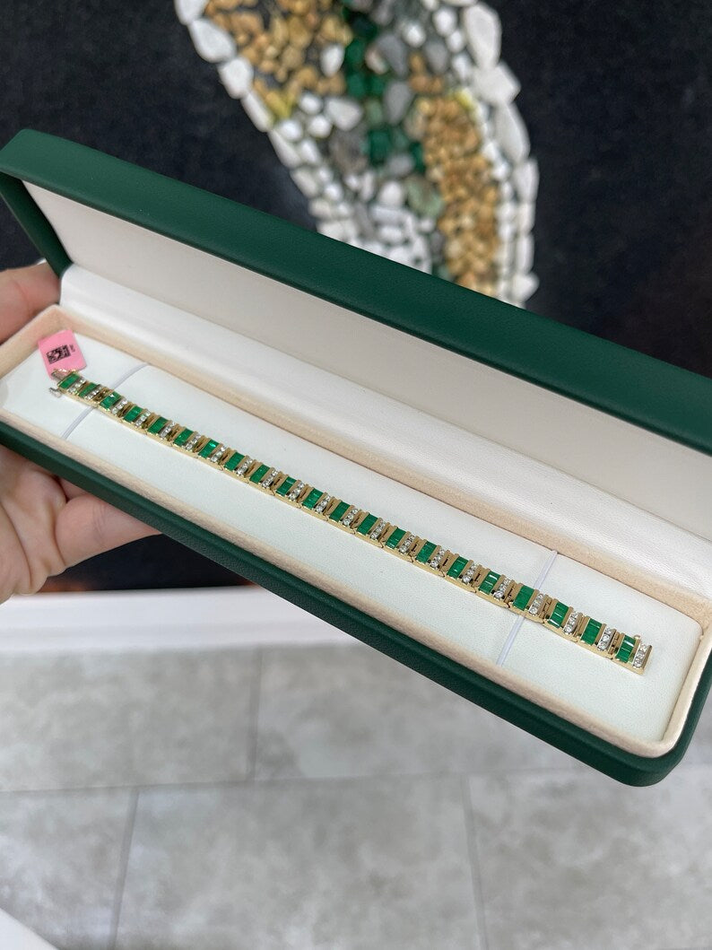 Emerald Diamond Accent Unisex Bracelet