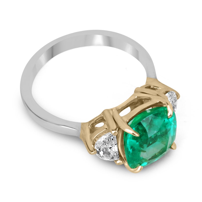 Emerald 3 Stone Engagement Ring
