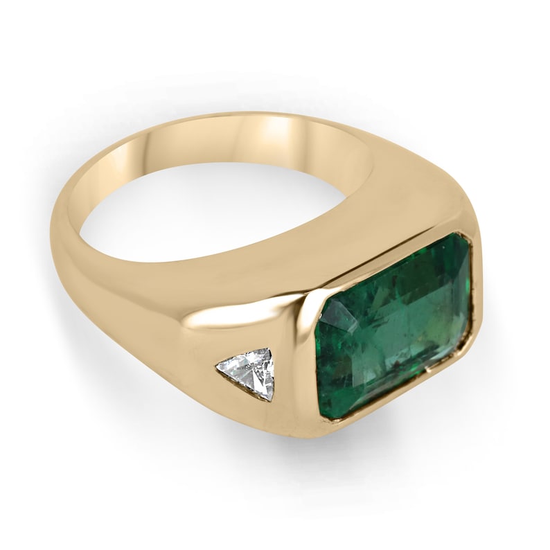 4.21tcw 14K Gold Dark Green East to West  Ring