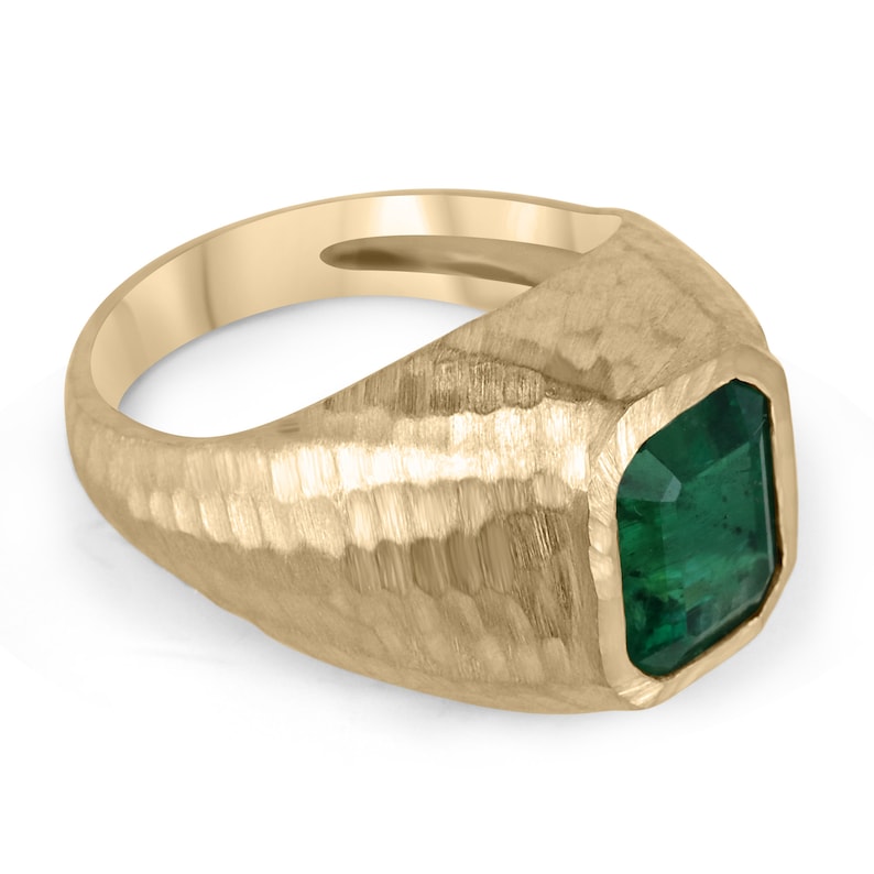 4.20ct 18K Gold Deep Forest Dark Green Men's Ring
