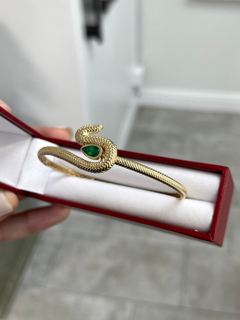 Emerald Snake Cuff Scale Finish Bangle Bracelet