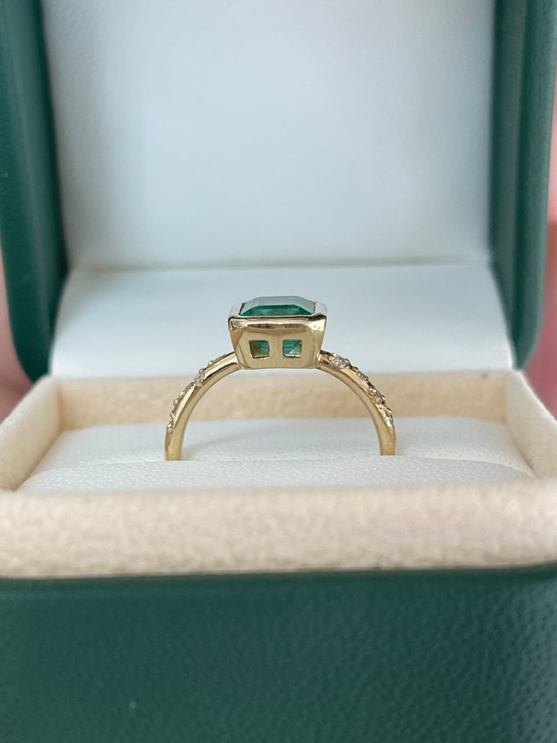 1.58tcw Natural Emerald & Diamond Accent Engagement Ring 14K - JR Colombian Emeralds