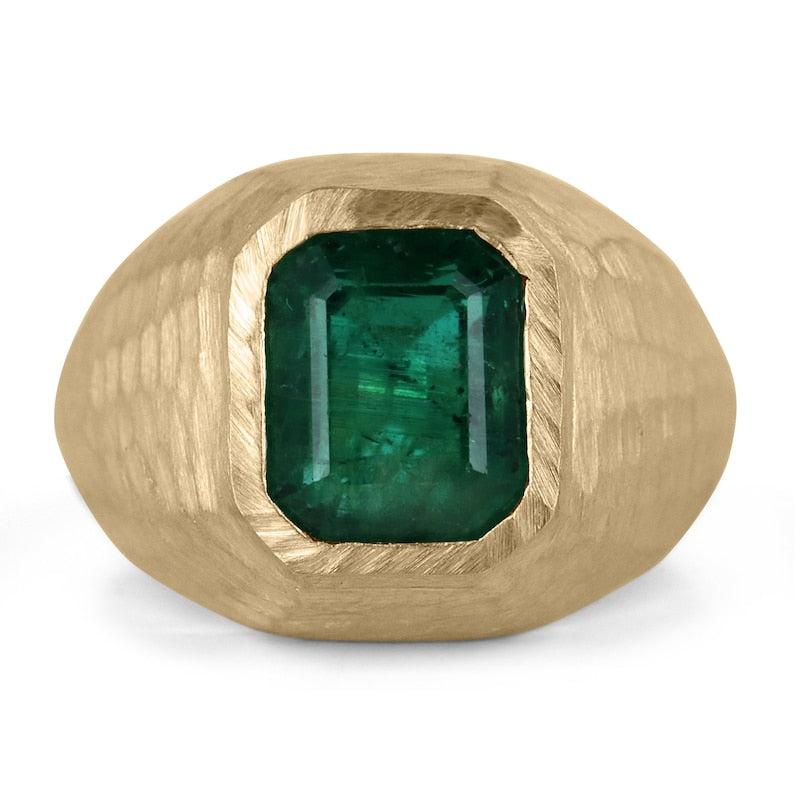 Emerald Matte Hammered Finish Ring