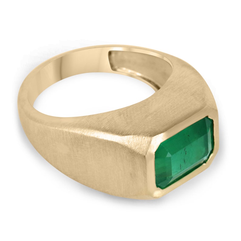 3.54ct 18K Large Dark Vivid Green Emerald Ring