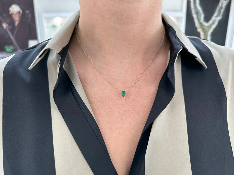 Medium Dark Green Emerald Necklace