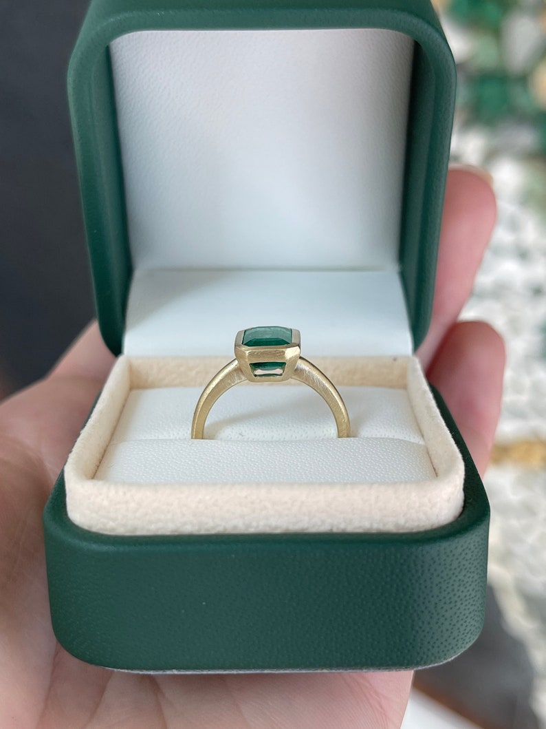 2.35ct 14K Natural Dark Green Emerald Solitaire Vertical Engagement Ring - JR Colombian Emeralds