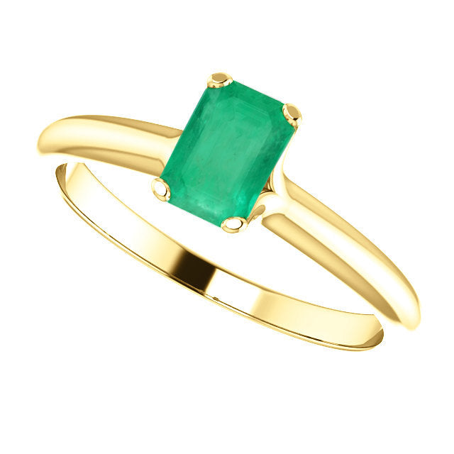 0.85 Carat Emerald Solitaire Engagement Ring 14K