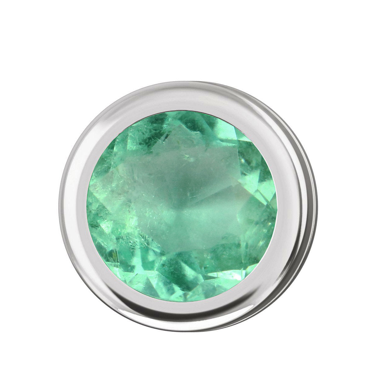 Round Bezel Solitaire Natural Emerald Earrings