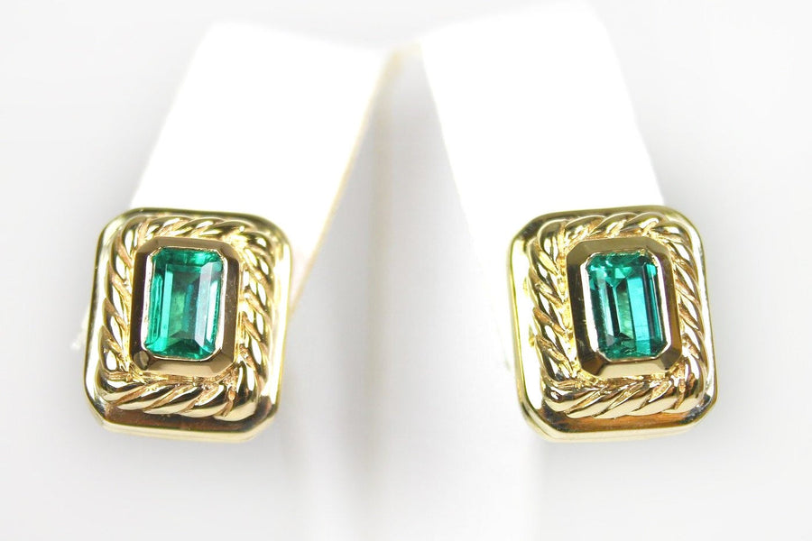 AAA+ Top Quality David Yurman Inspired Colombian Emeralds Studs Earrings