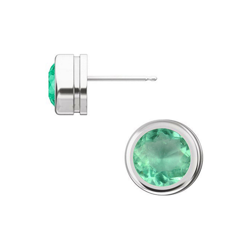 2.0 Carat 6.4mm Natural Emerald Earrings