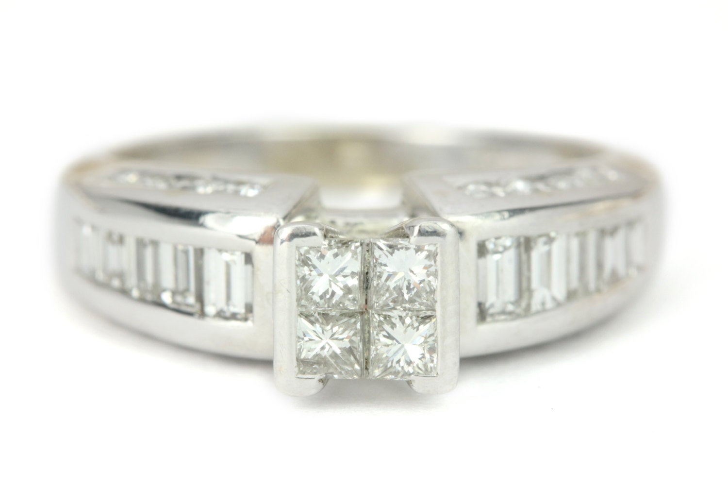 1.55tcw Princess Cut Engagement Ring 14K